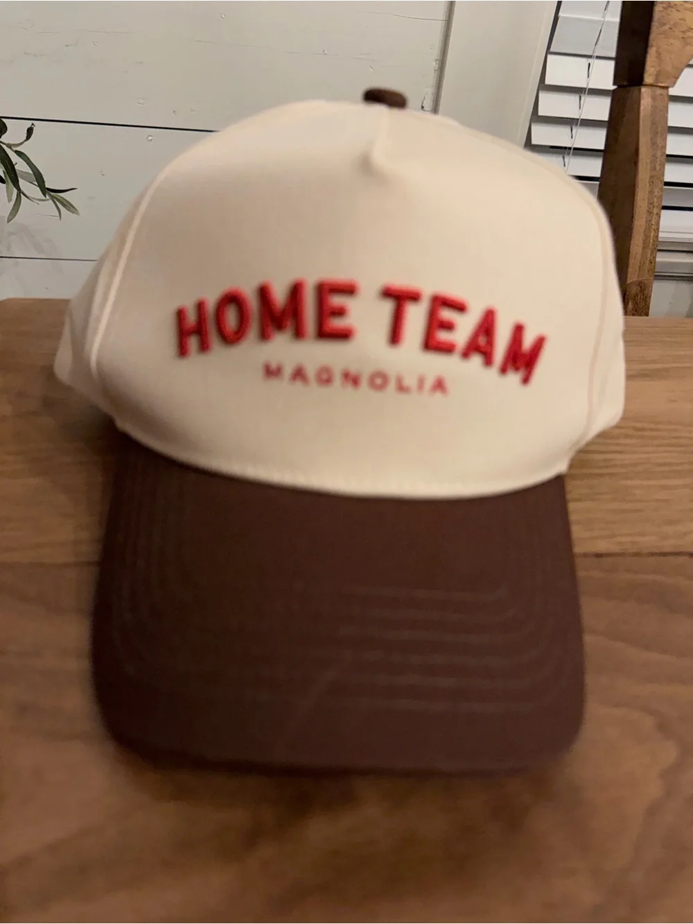 Magnolia Cream and Brown 'HOME TEAM' Embroidered Cap
